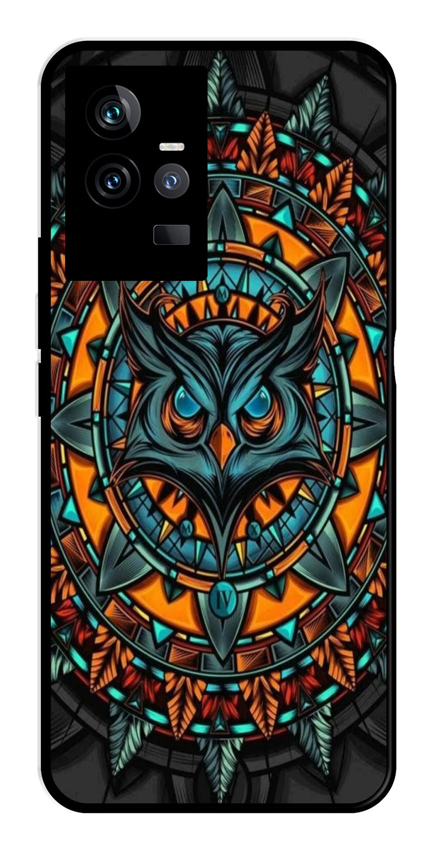Owl Pattern Metal Mobile Case for IQOO 11 5G   (Design No -42)