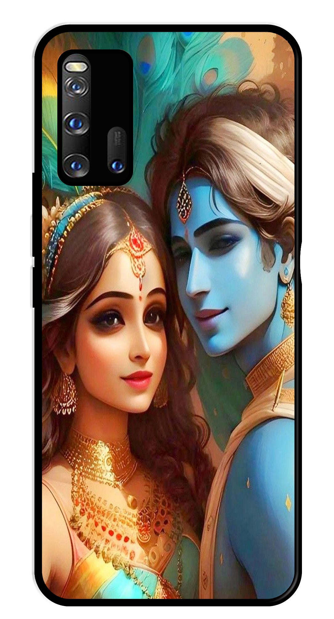 Lord Radha Krishna Metal Mobile Case for iQOO 3 5G   (Design No -01)