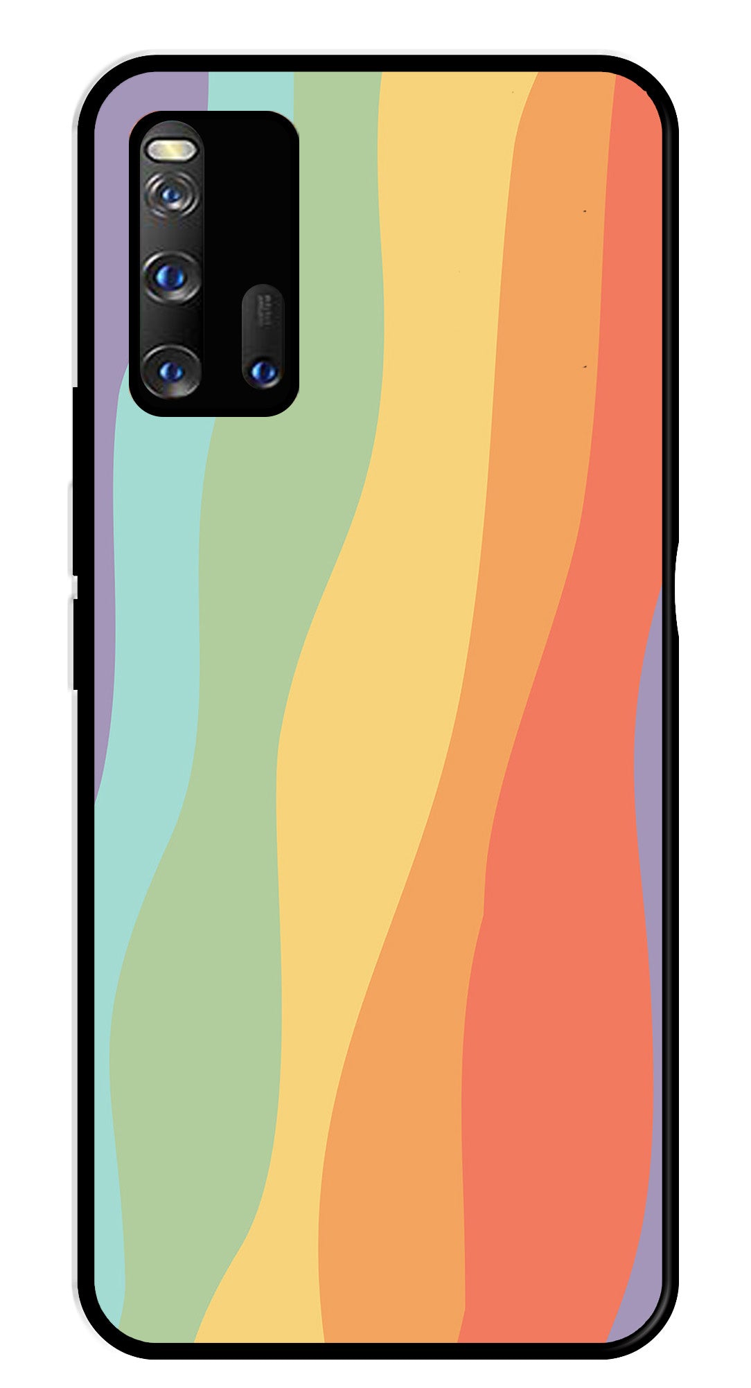 Muted Rainbow Metal Mobile Case for iQOO 3 5G   (Design No -02)