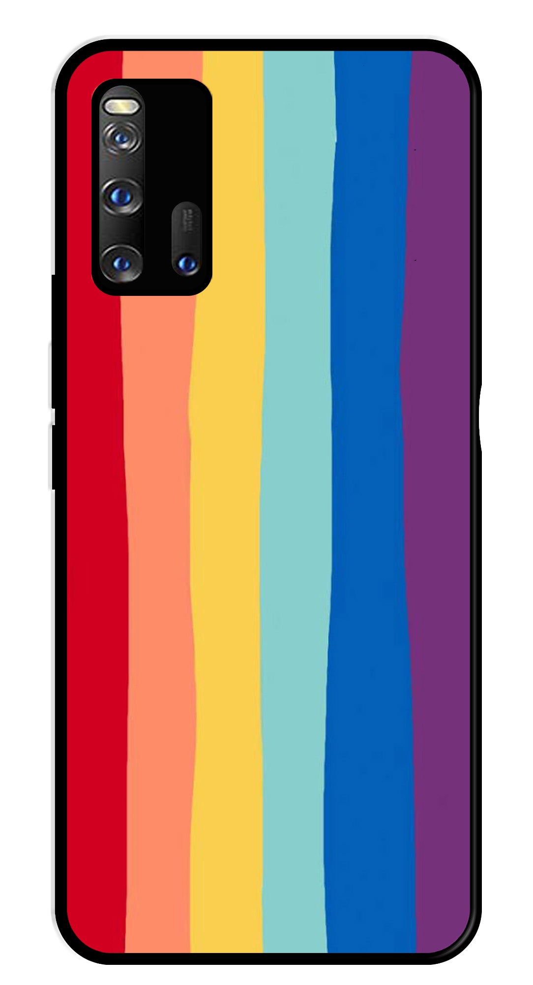 Rainbow MultiColor Metal Mobile Case for iQOO 3 5G   (Design No -03)