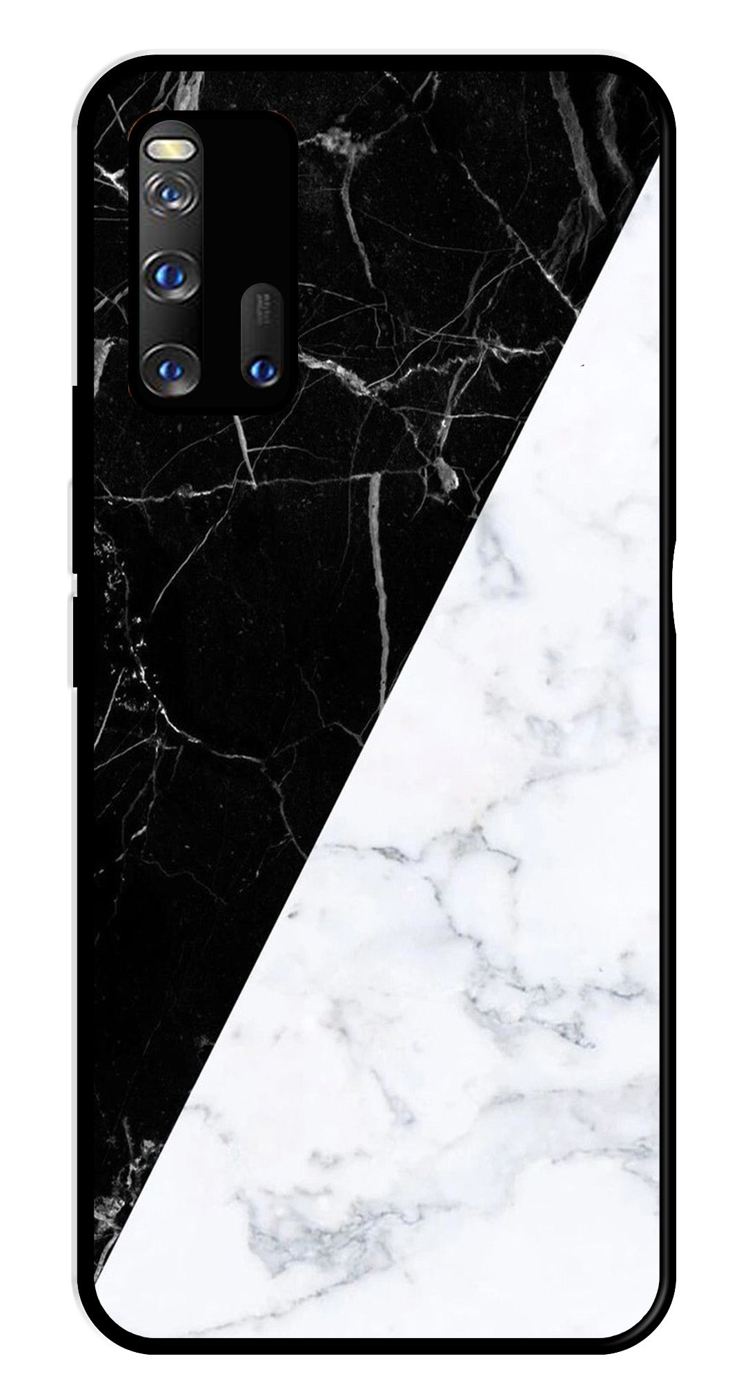 Black White Marble Design Metal Mobile Case for iQOO 3 5G   (Design No -09)