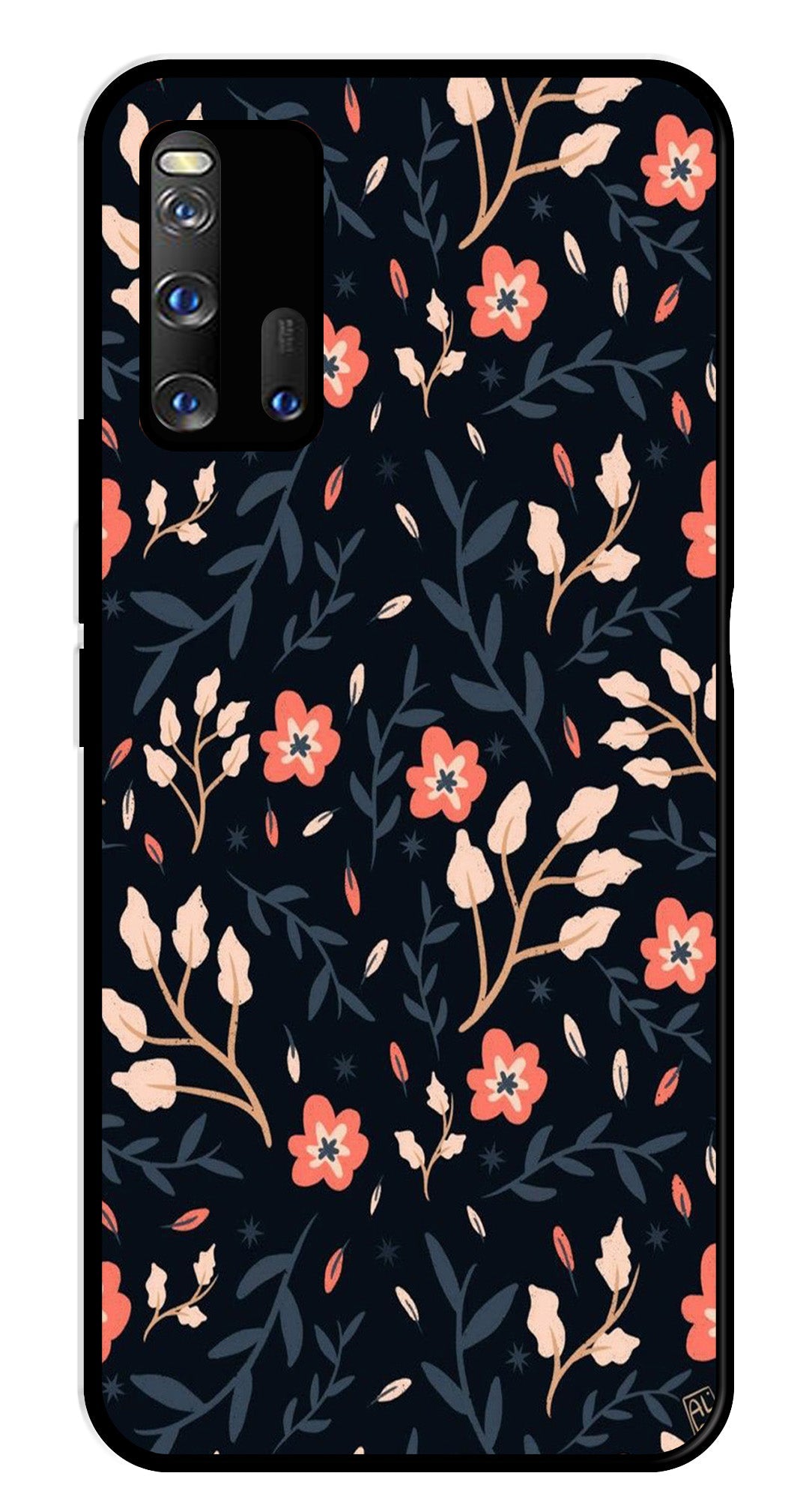 Floral Pattern Metal Mobile Case for iQOO 3 5G   (Design No -10)