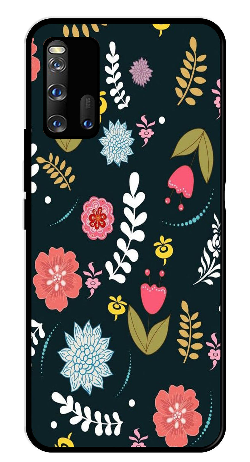 Floral Pattern2 Metal Mobile Case for iQOO 3 5G   (Design No -12)