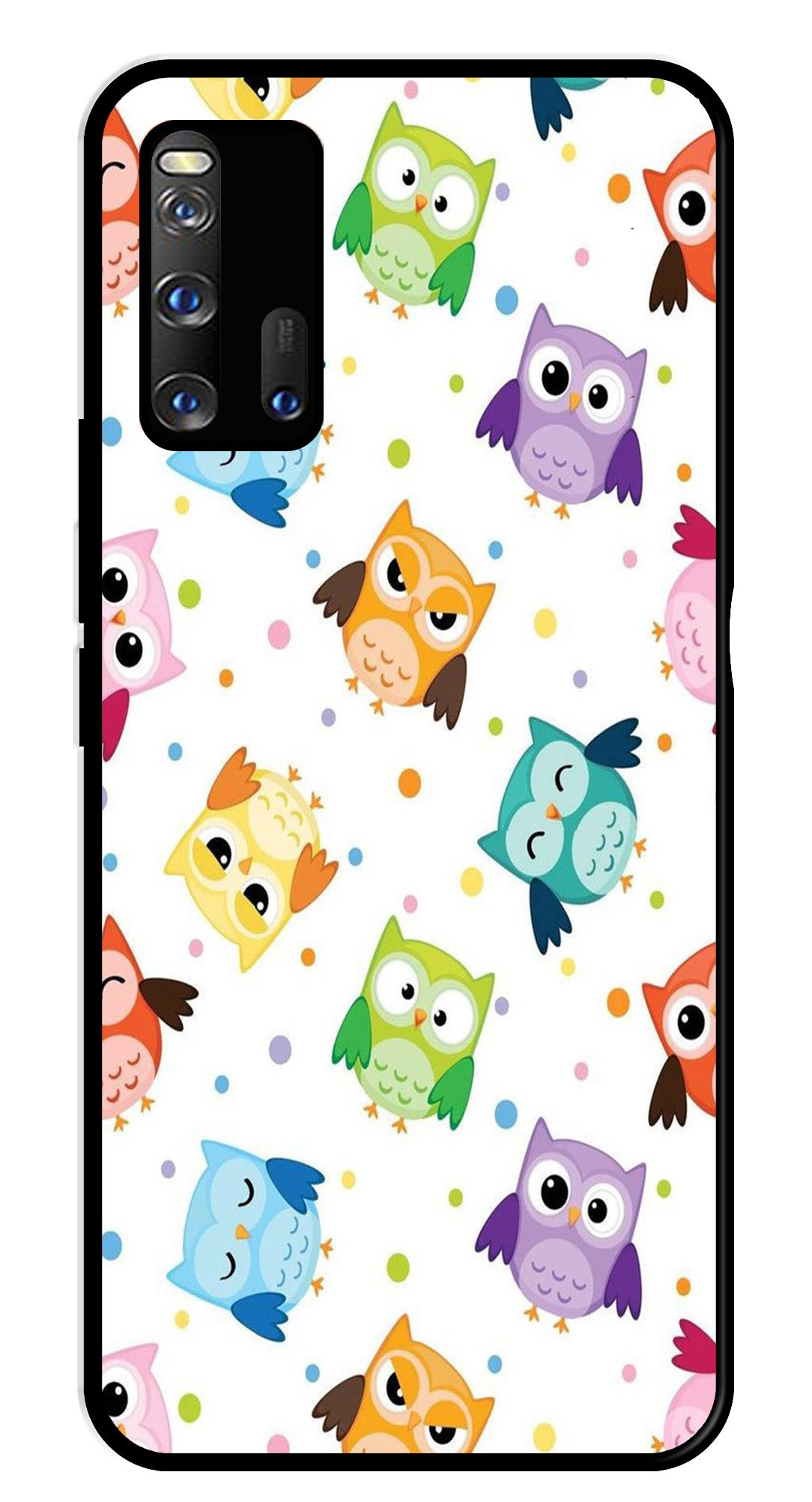 Owls Pattern Metal Mobile Case for iQOO 3 5G   (Design No -20)