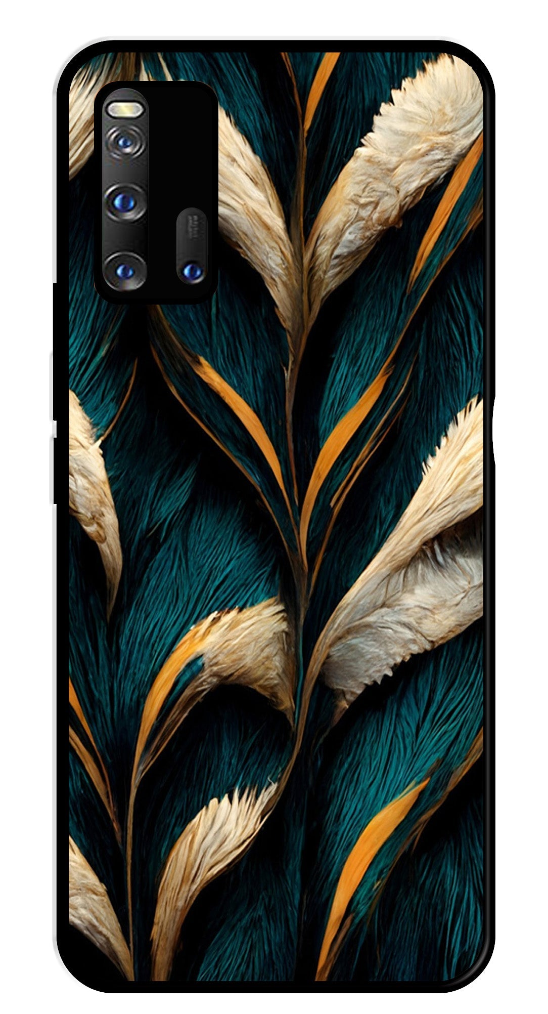Feathers Metal Mobile Case for iQOO 3 5G   (Design No -30)