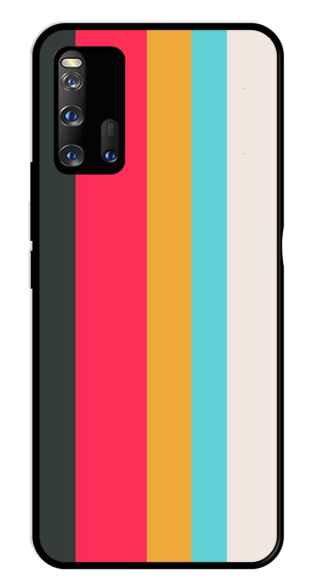 Muted Rainbow Metal Mobile Case for iQOO 3 5G   (Design No -31)