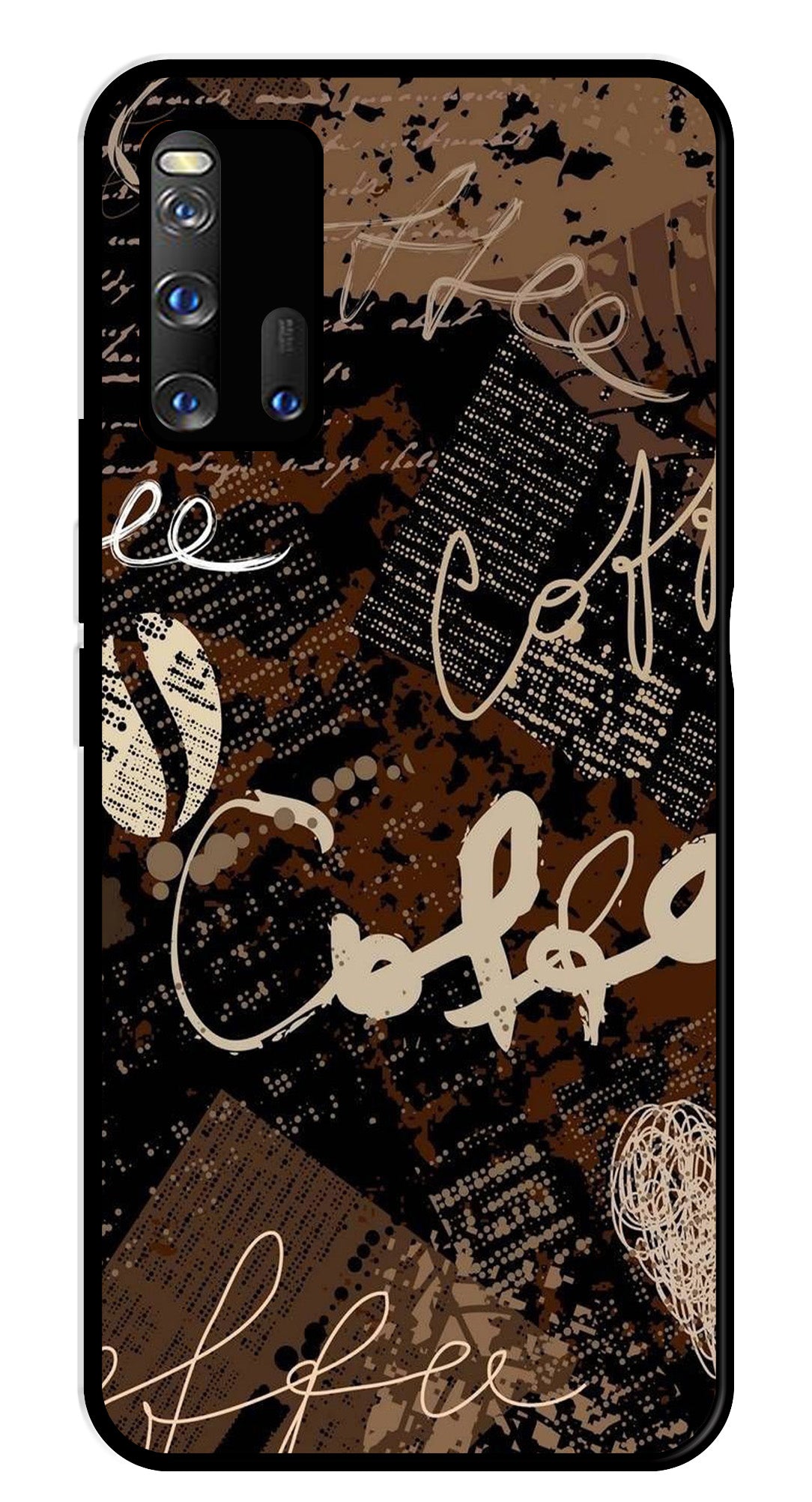 Coffee Pattern Metal Mobile Case for iQOO 3 5G   (Design No -37)