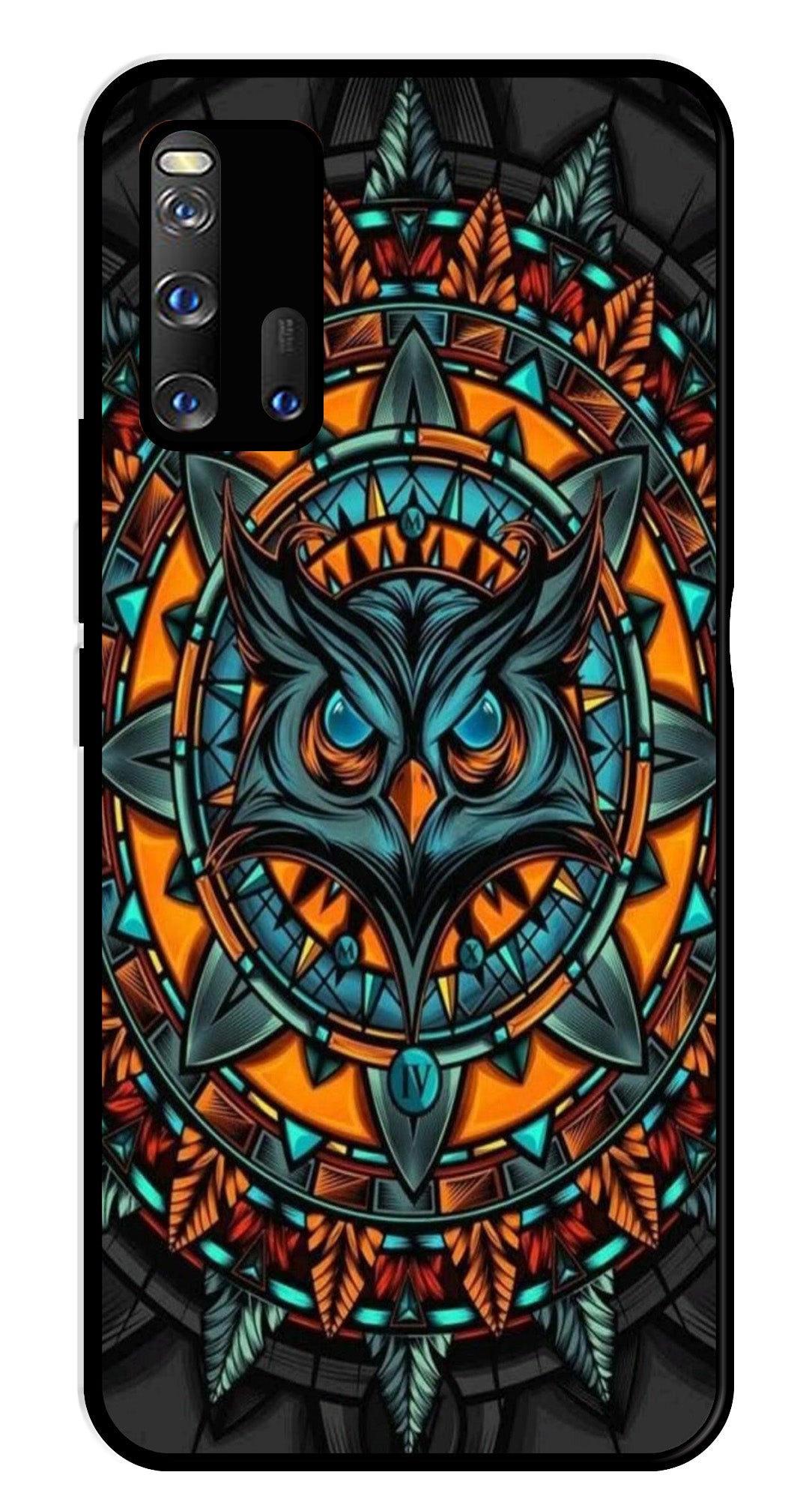 Owl Pattern Metal Mobile Case for iQOO 3 5G   (Design No -42)