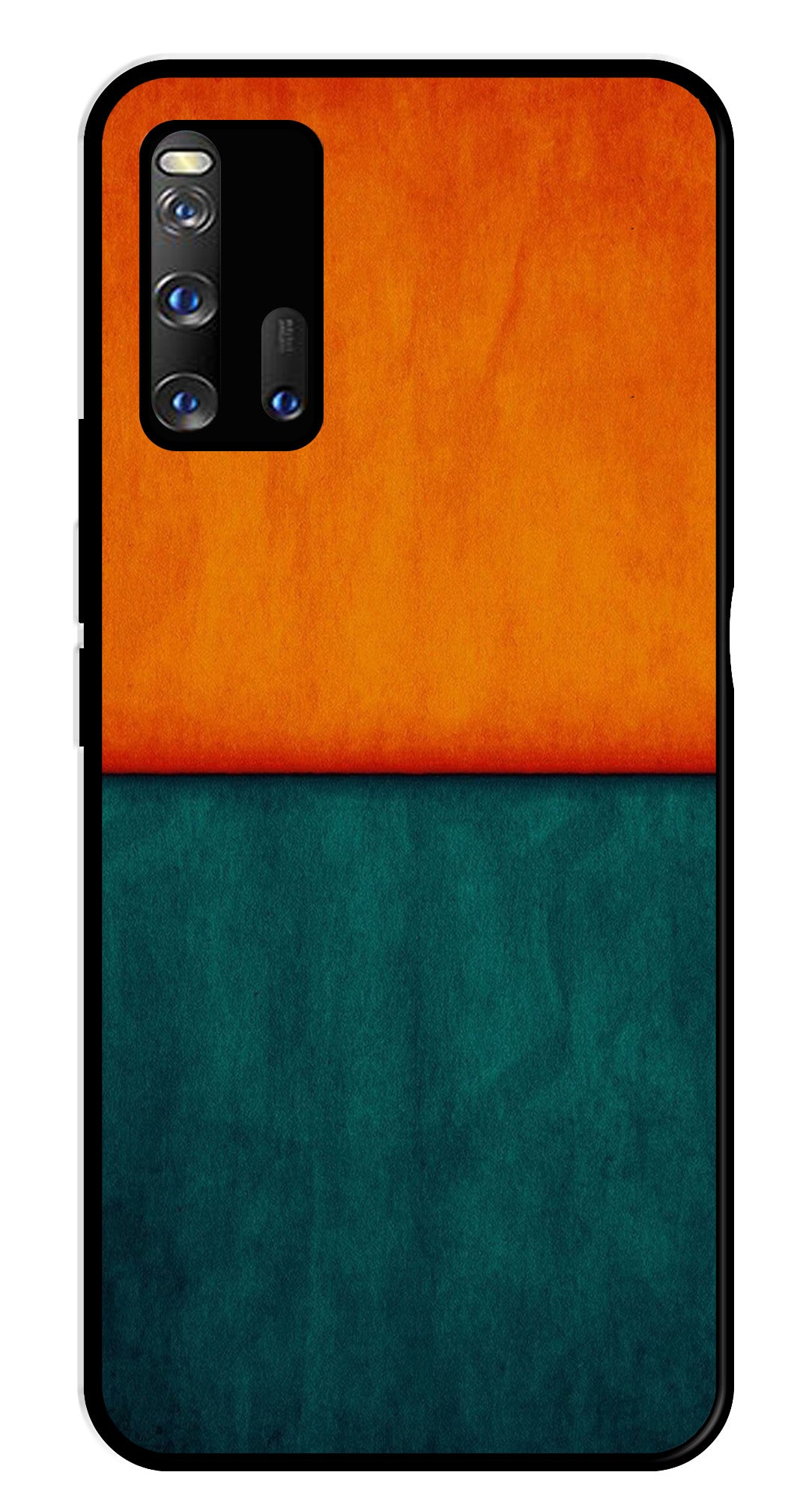 Orange Green Pattern Metal Mobile Case for iQOO 3 5G   (Design No -45)