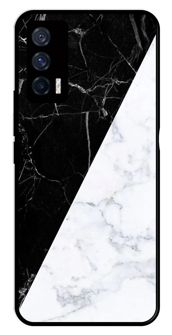 Black White Marble Design Metal Mobile Case for iQOO 7 5G   (Design No -09)
