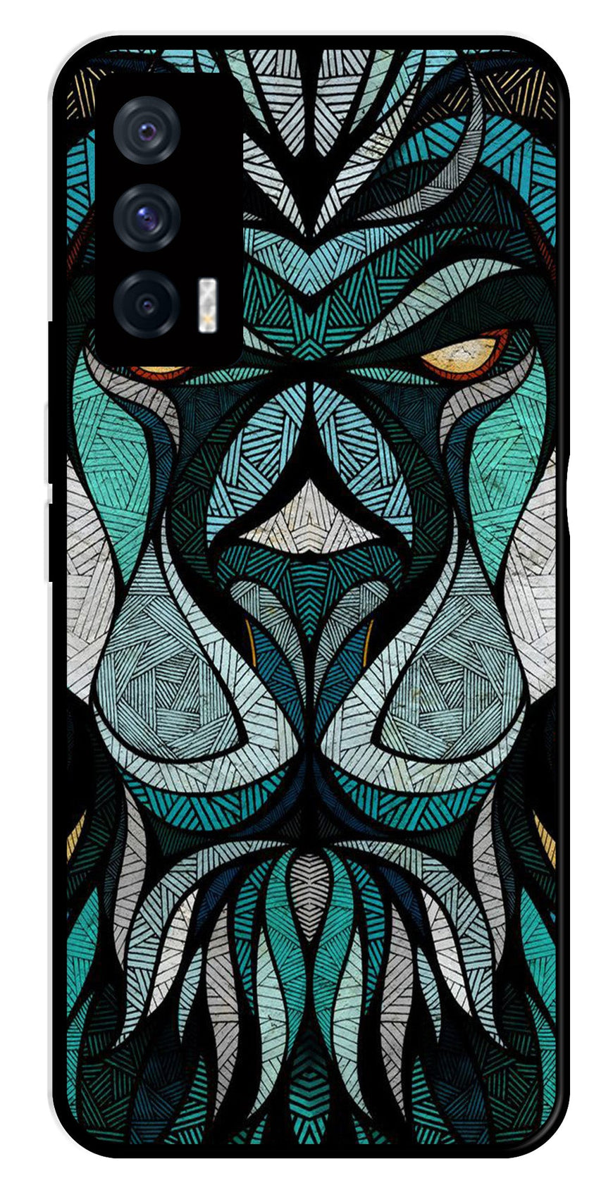 Lion Pattern Metal Mobile Case for iQOO 7 5G   (Design No -40)