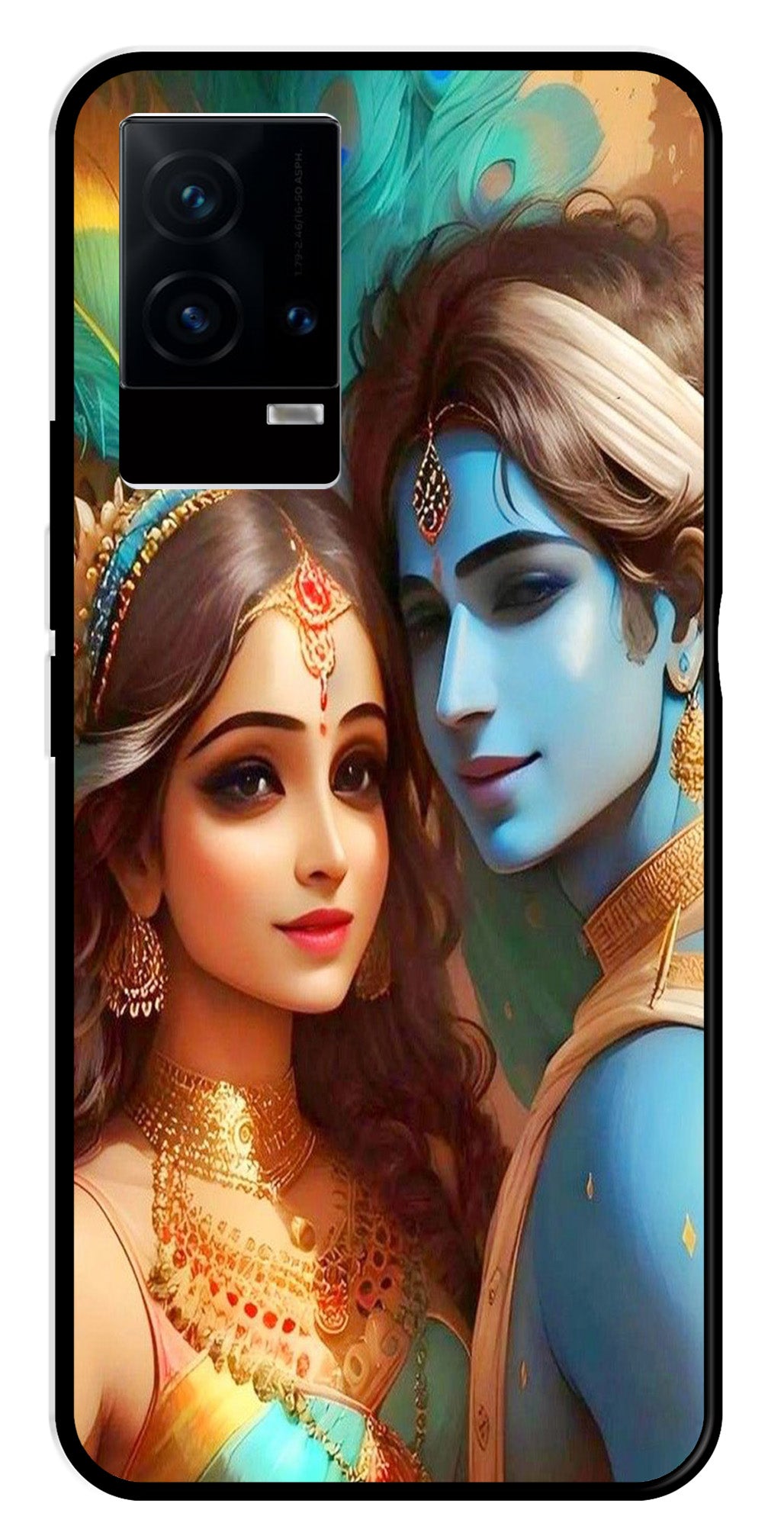Lord Radha Krishna Metal Mobile Case for iQOO 9 5G   (Design No -01)