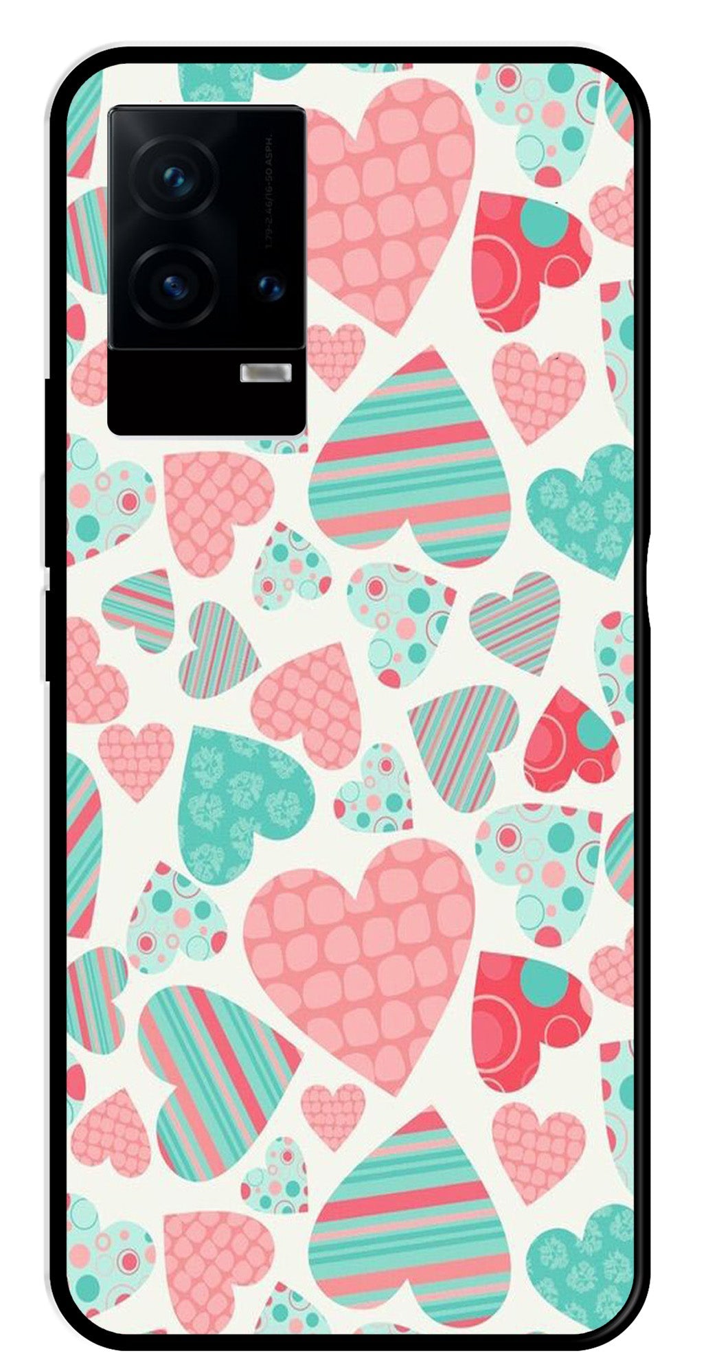 Hearts Pattern Metal Mobile Case for iQOO 9 5G   (Design No -22)