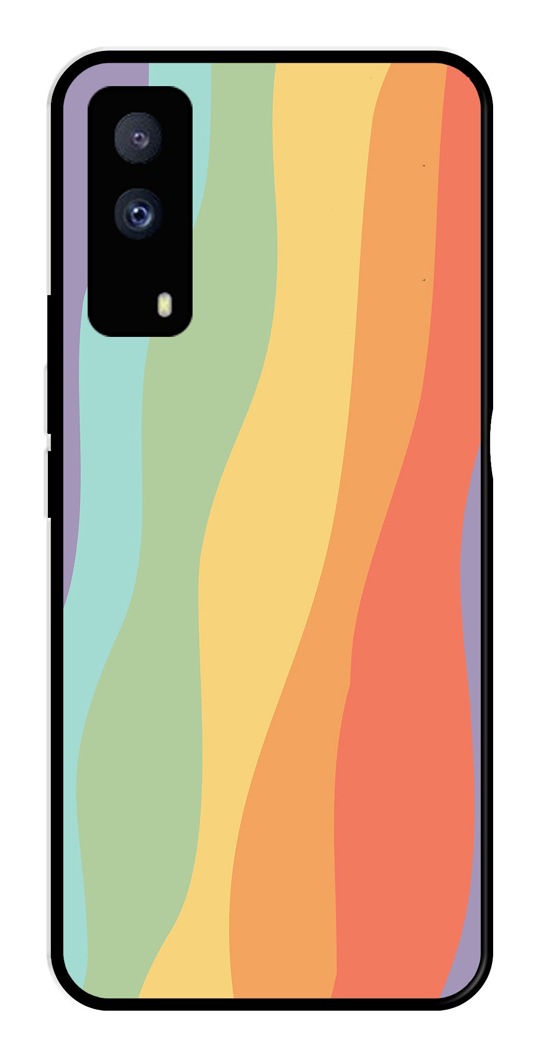 Muted Rainbow Metal Mobile Case for iQOO Z5X 5G   (Design No -02)