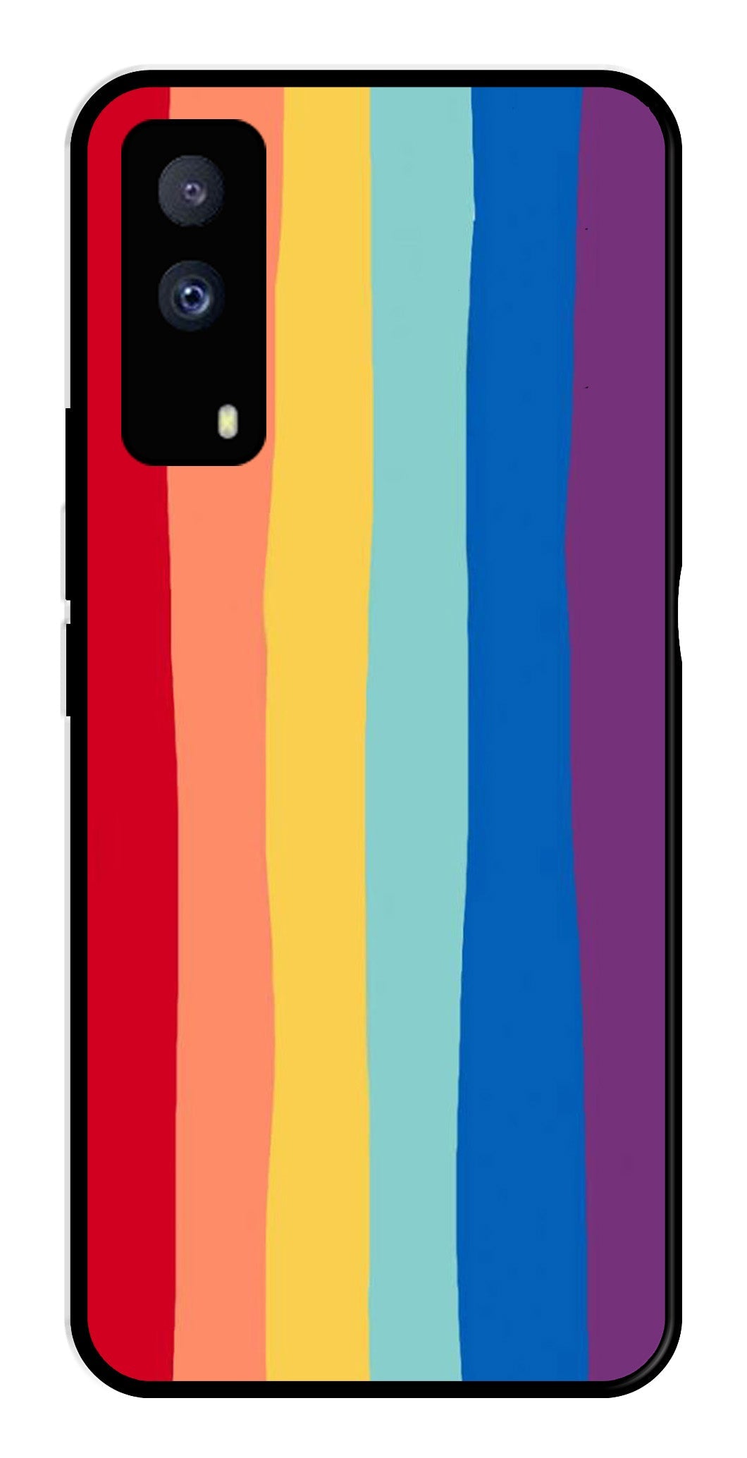Rainbow MultiColor Metal Mobile Case for iQOO Z5X 5G   (Design No -03)