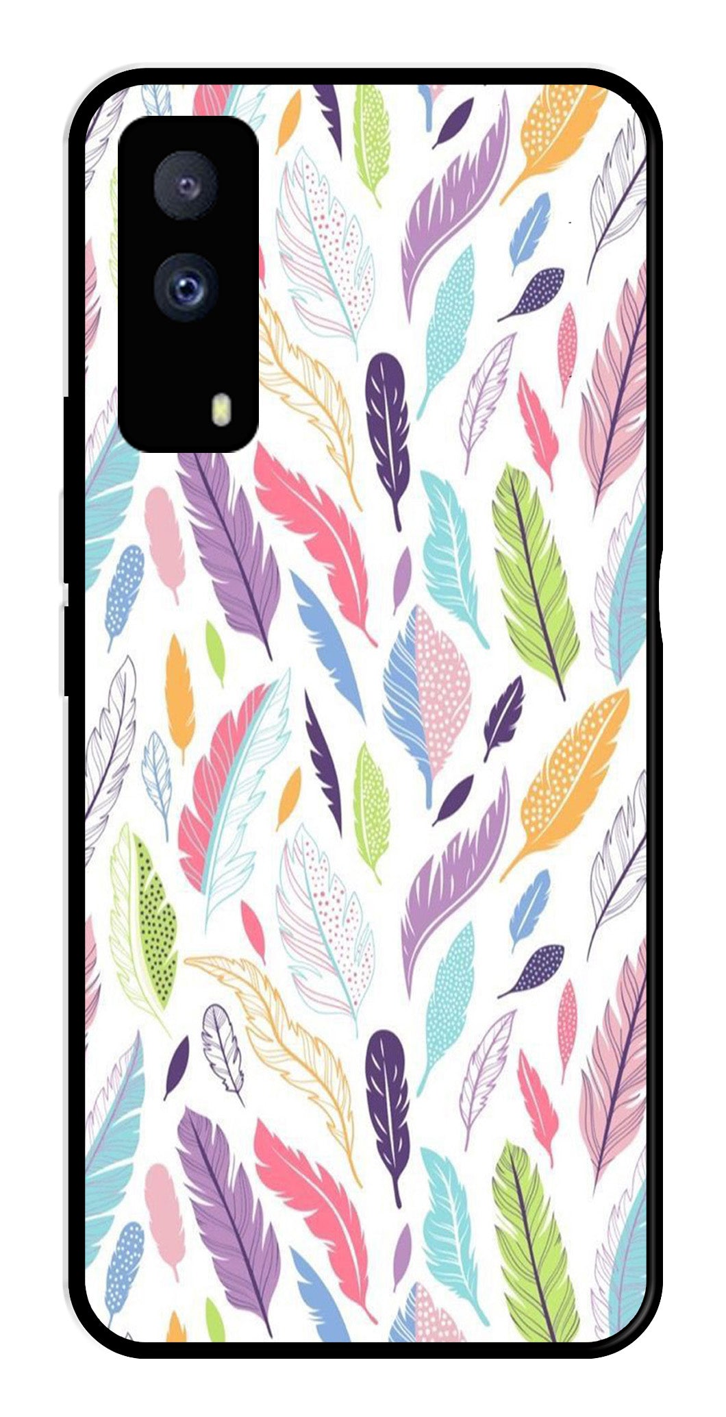 Colorful Feathers Metal Mobile Case for iQOO Z5X 5G   (Design No -06)