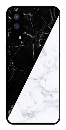 Black White Marble Design Metal Mobile Case for iQOO Z5X 5G