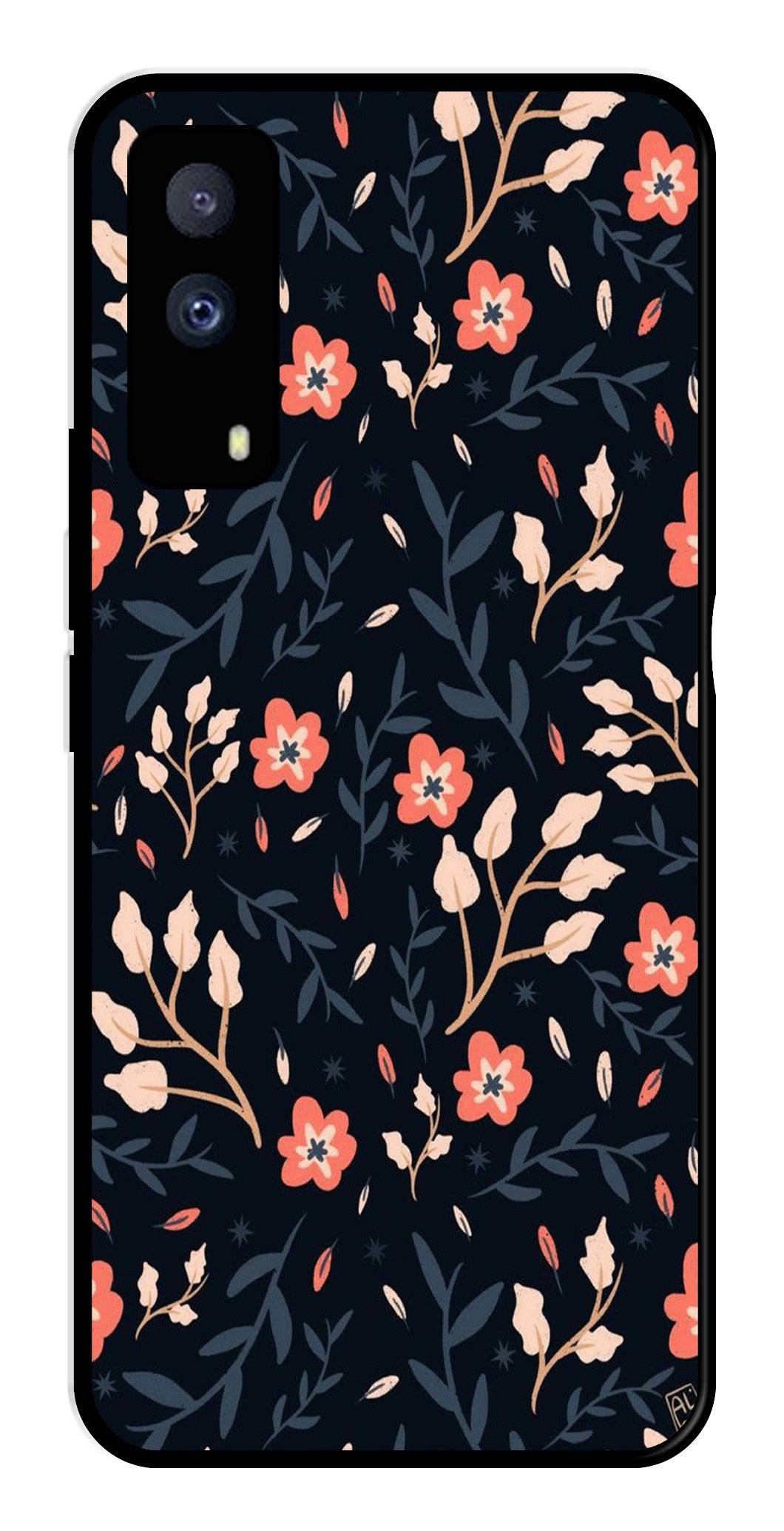 Floral Pattern Metal Mobile Case for iQOO Z5X 5G   (Design No -10)