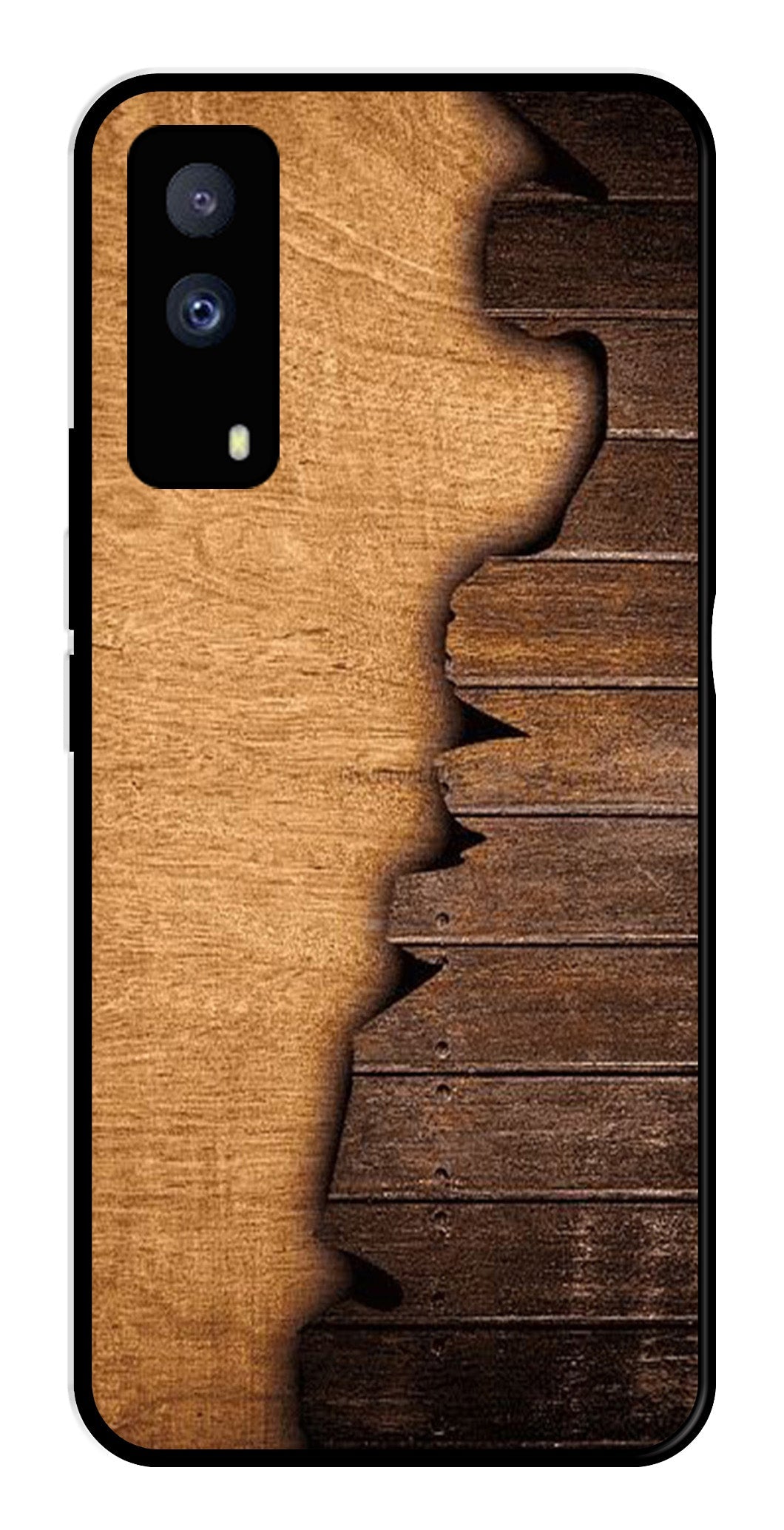 Wooden Design Metal Mobile Case for iQOO Z5X 5G   (Design No -13)
