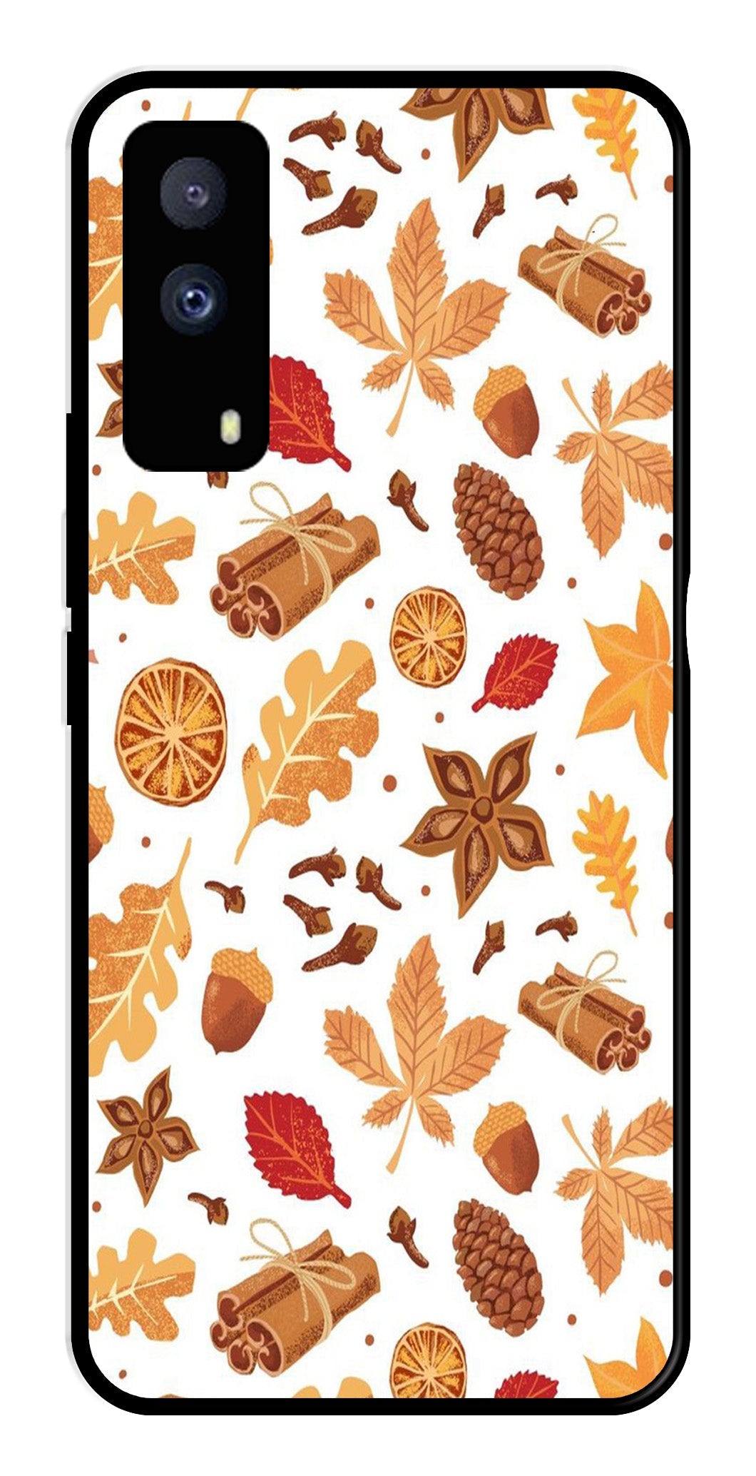 Autumn Leaf Metal Mobile Case for iQOO Z5X 5G   (Design No -19)