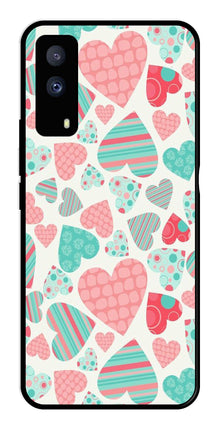 Hearts Pattern Metal Mobile Case for iQOO Z5X 5G