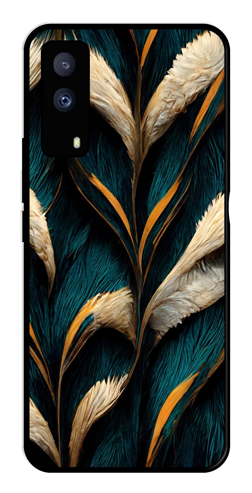 Feathers Metal Mobile Case for iQOO Z5X 5G   (Design No -30)