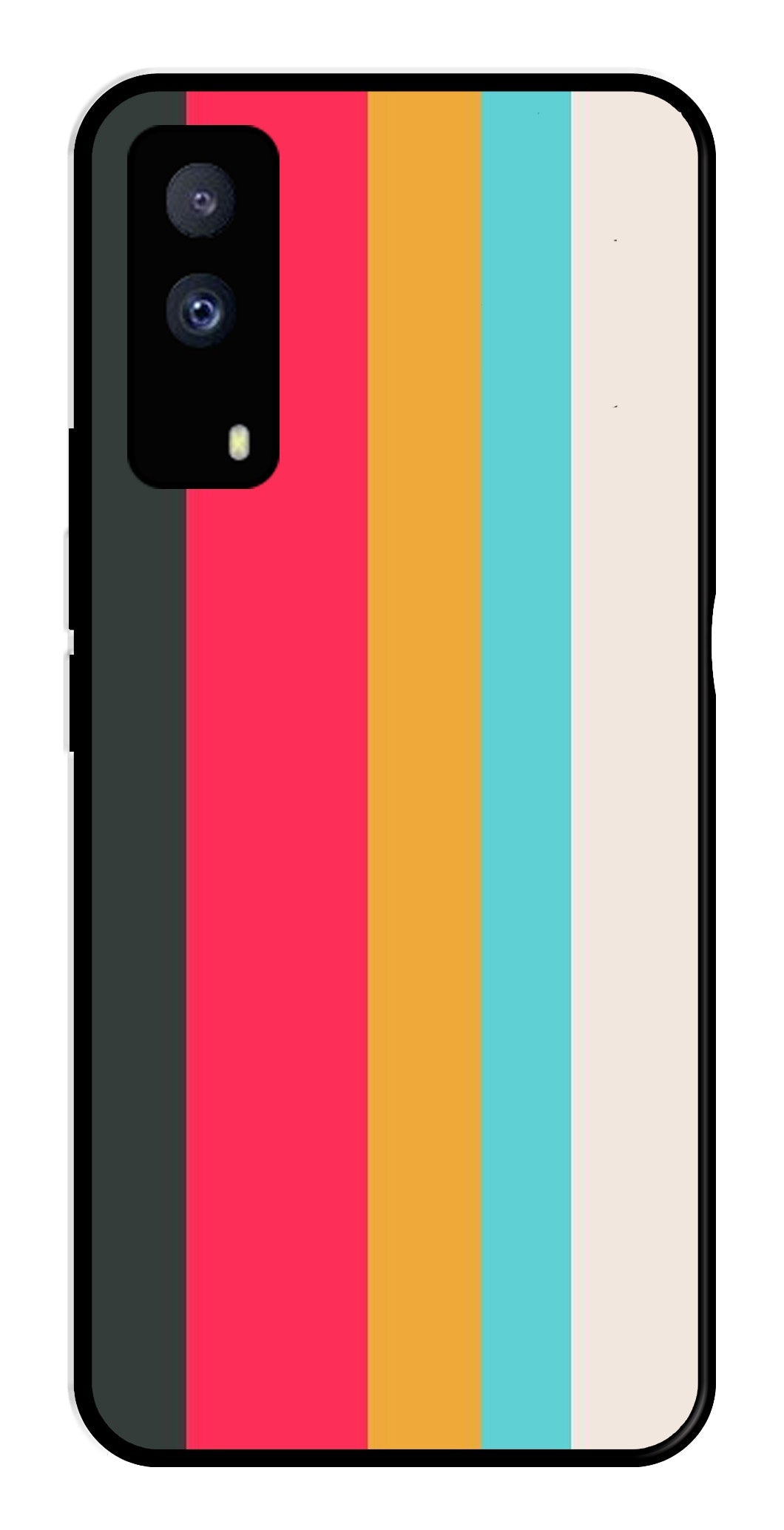 Muted Rainbow Metal Mobile Case for iQOO Z5X 5G   (Design No -31)