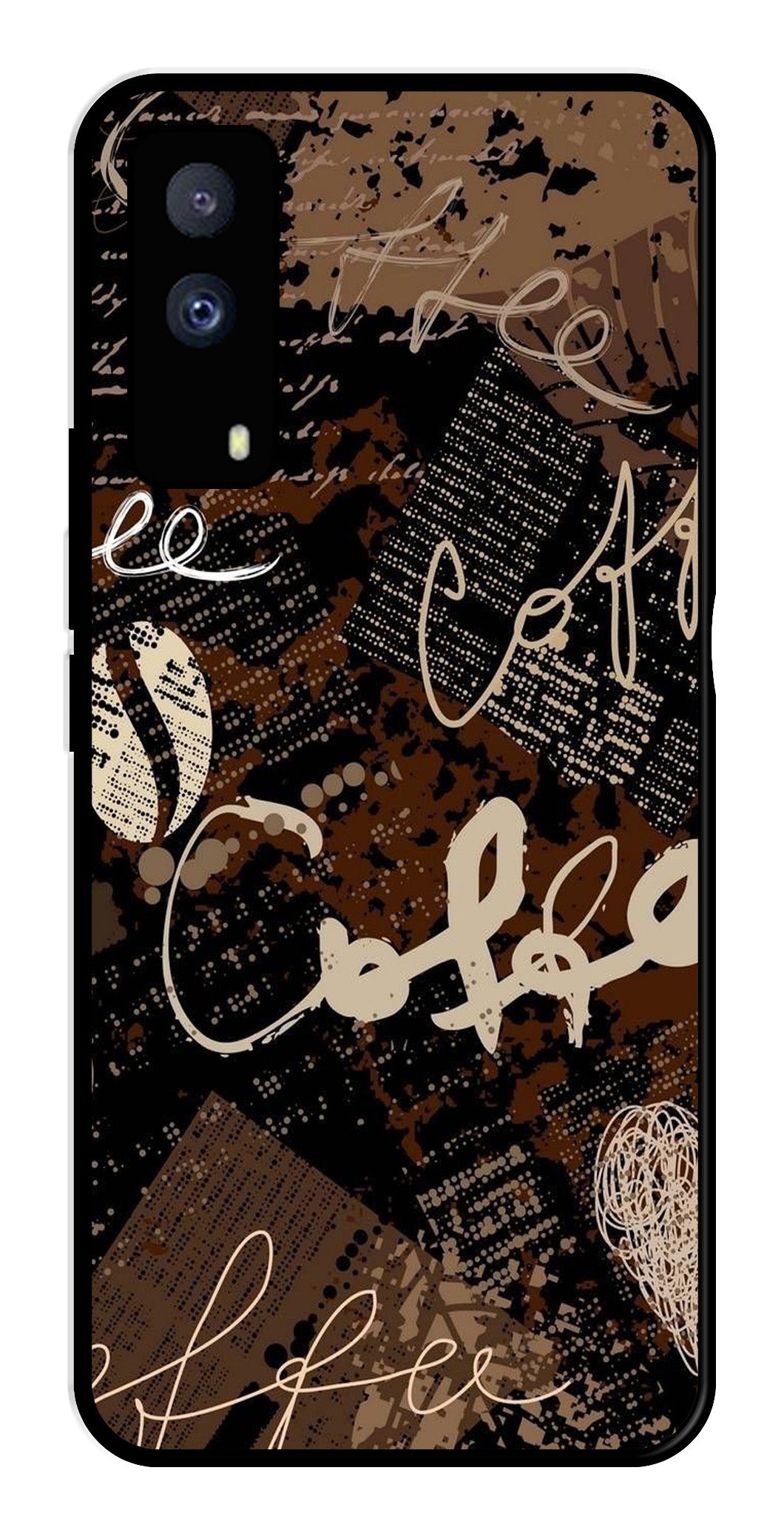 Coffee Pattern Metal Mobile Case for iQOO Z5X 5G   (Design No -37)