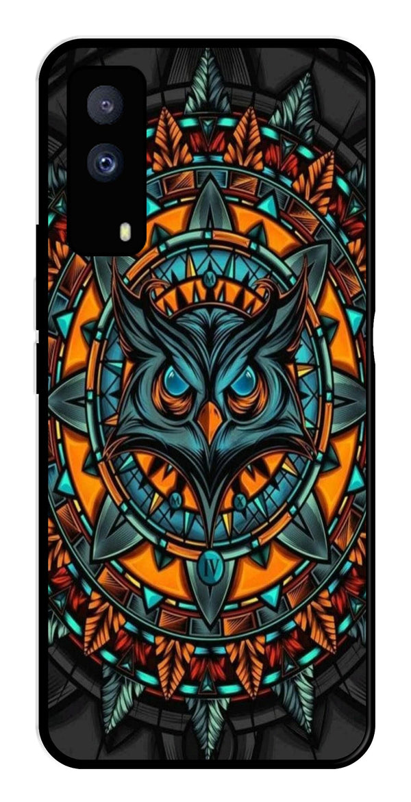Owl Pattern Metal Mobile Case for iQOO Z5X 5G   (Design No -42)