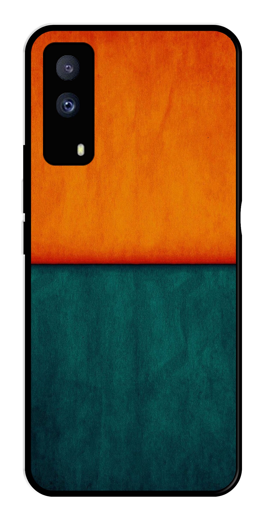 Orange Green Pattern Metal Mobile Case for iQOO Z5X 5G   (Design No -45)