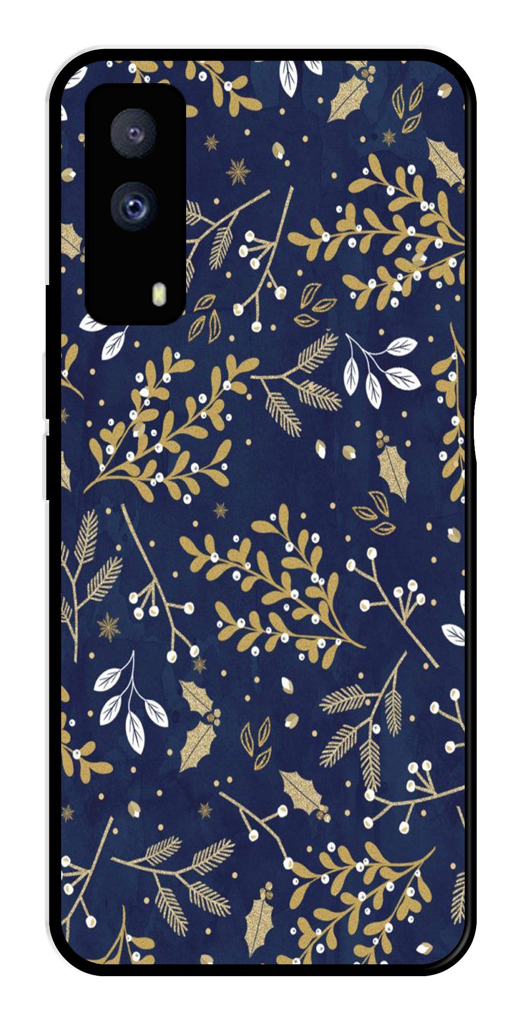 Floral Pattern  Metal Mobile Case for iQOO Z5X 5G   (Design No -52)