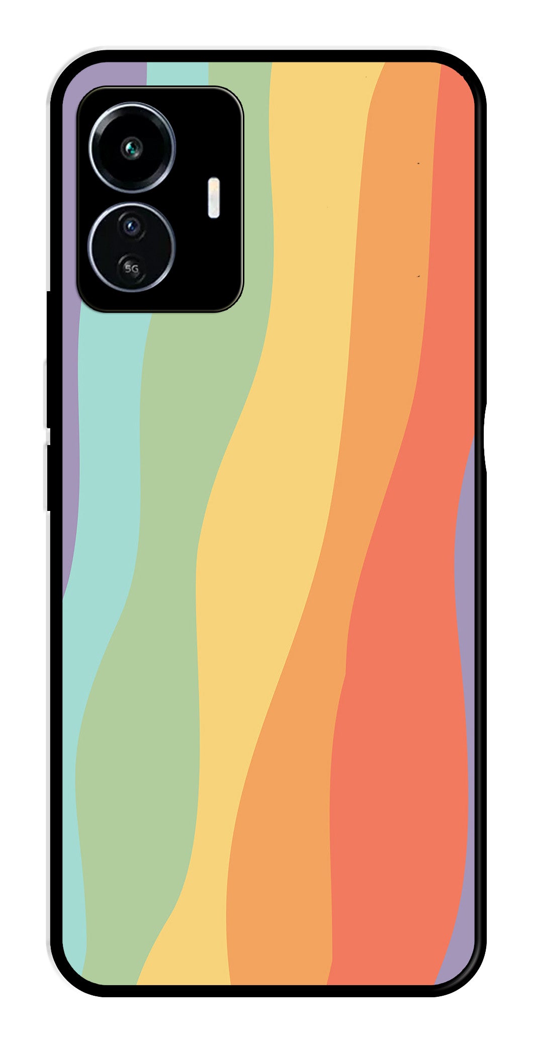 Muted Rainbow Metal Mobile Case for iQOO Z6 Lite   (Design No -02)
