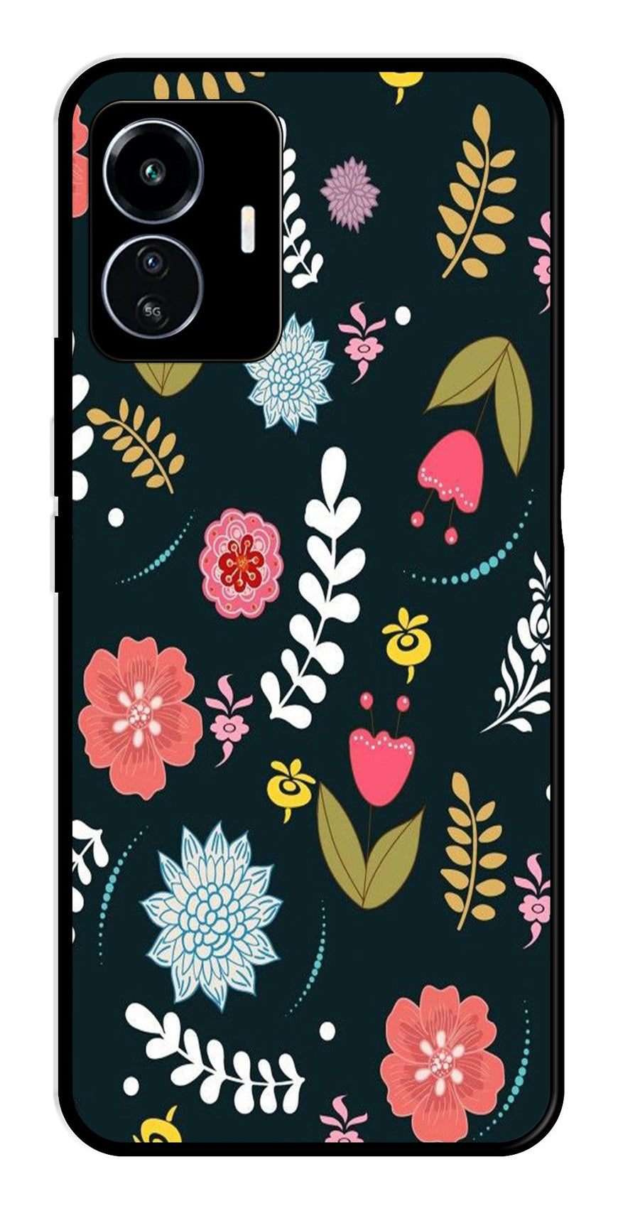 Floral Pattern2 Metal Mobile Case for iQOO Z6 Lite   (Design No -12)