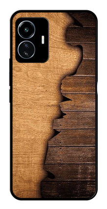 Wooden Design Metal Mobile Case for iQOO Z6 Lite