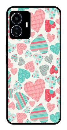 Hearts Pattern Metal Mobile Case for iQOO Z6 Lite