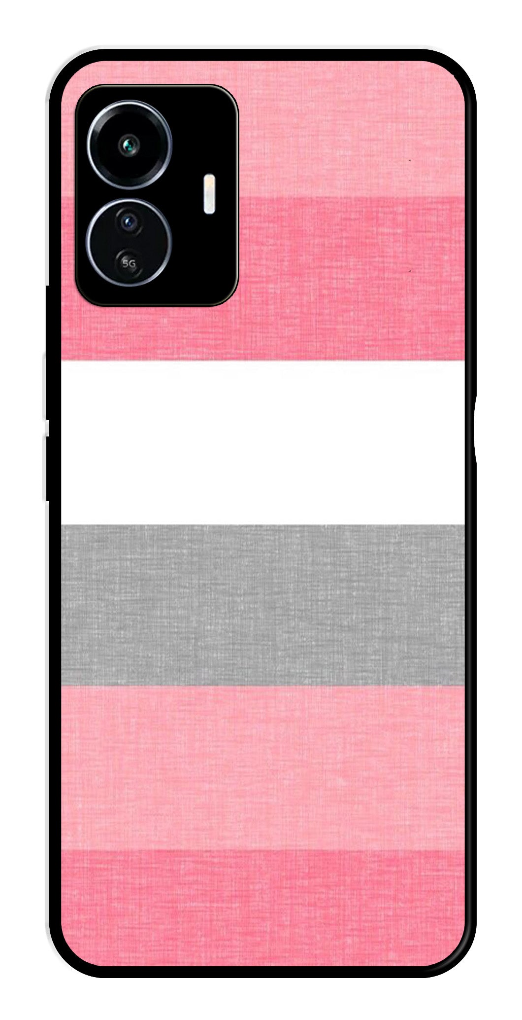 Pink Pattern Metal Mobile Case for iQOO Z6 Lite   (Design No -23)