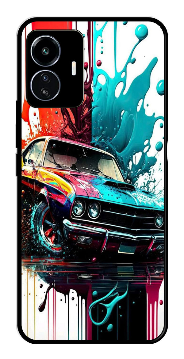 Vintage Car Metal Mobile Case for iQOO Z6 Lite   (Design No -29)