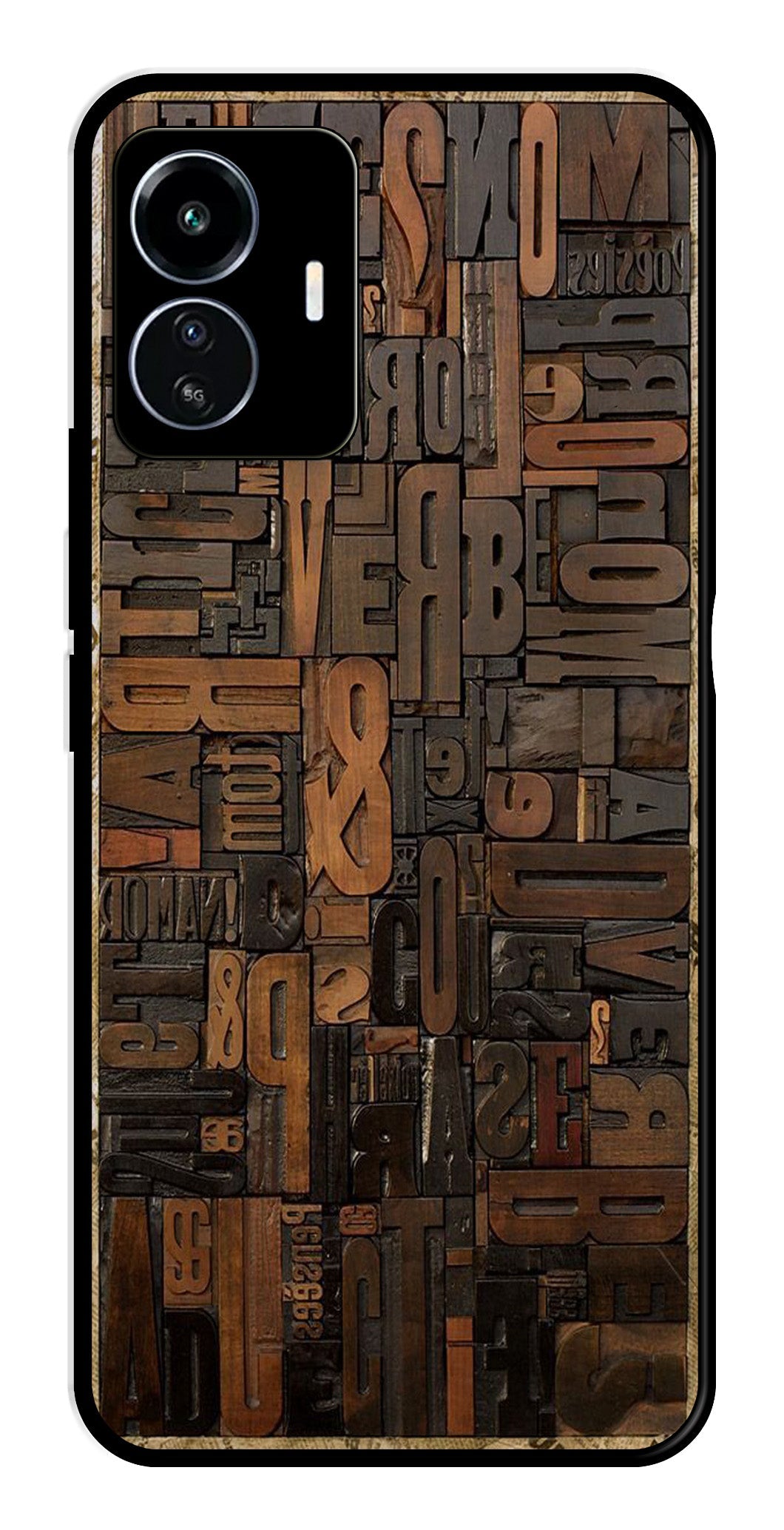 Alphabets Metal Mobile Case for iQOO Z6 Lite   (Design No -32)