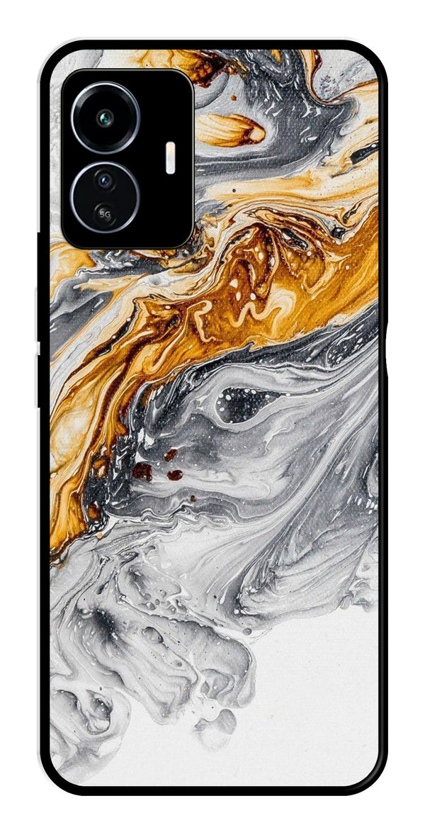 Marble Pattern Metal Mobile Case for iQOO Z6 Lite   (Design No -36)