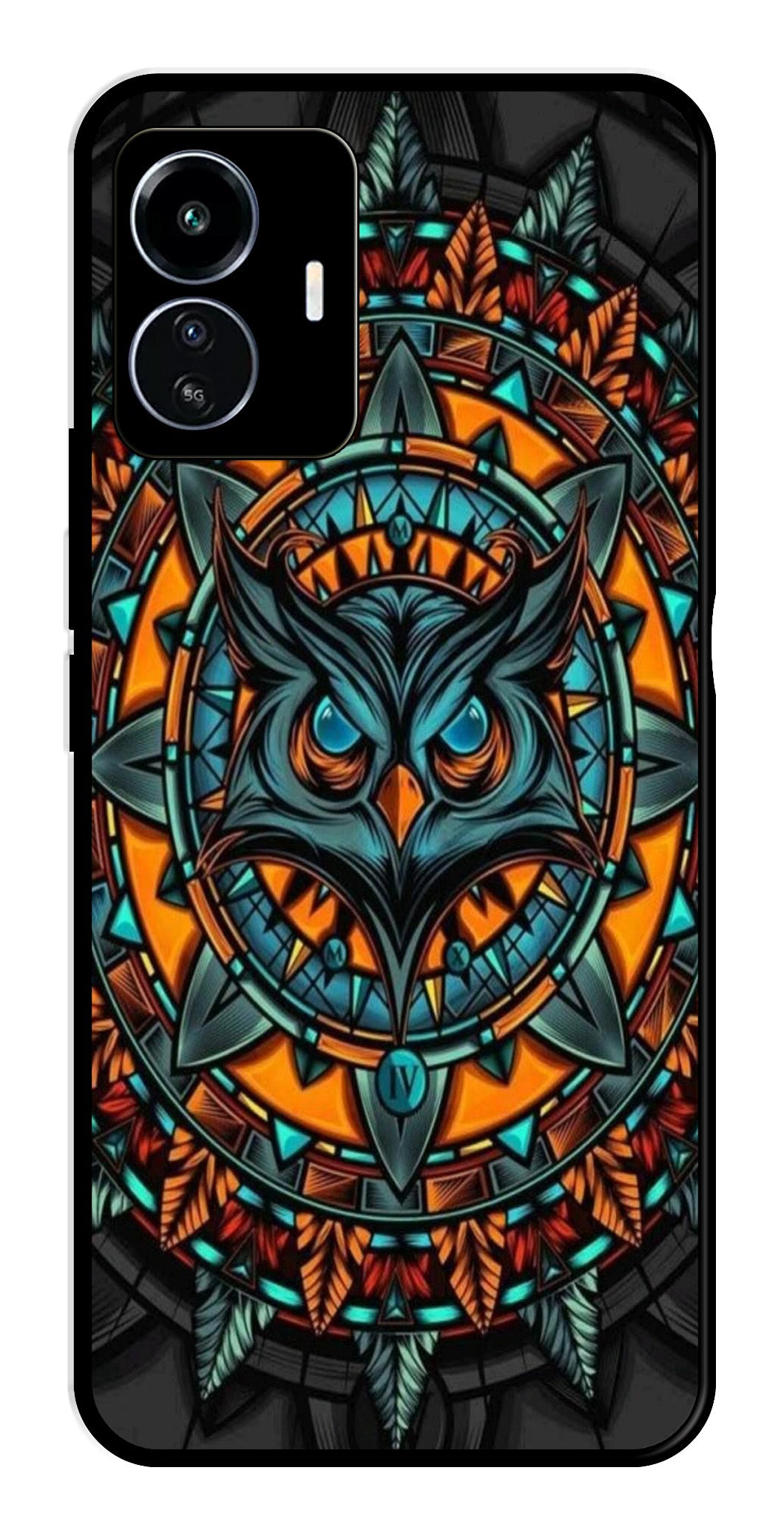 Owl Pattern Metal Mobile Case for iQOO Z6 Lite   (Design No -42)