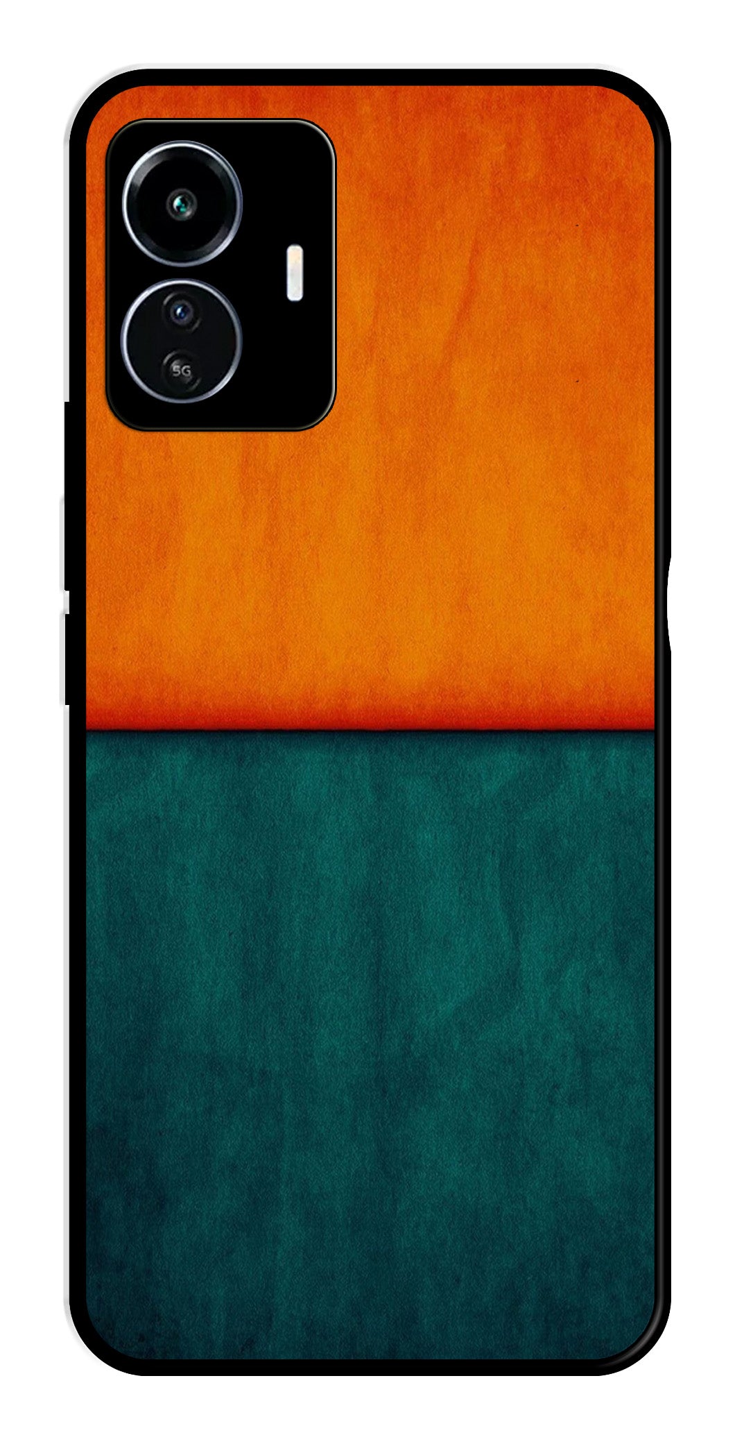 Orange Green Pattern Metal Mobile Case for iQOO Z6 Lite   (Design No -45)