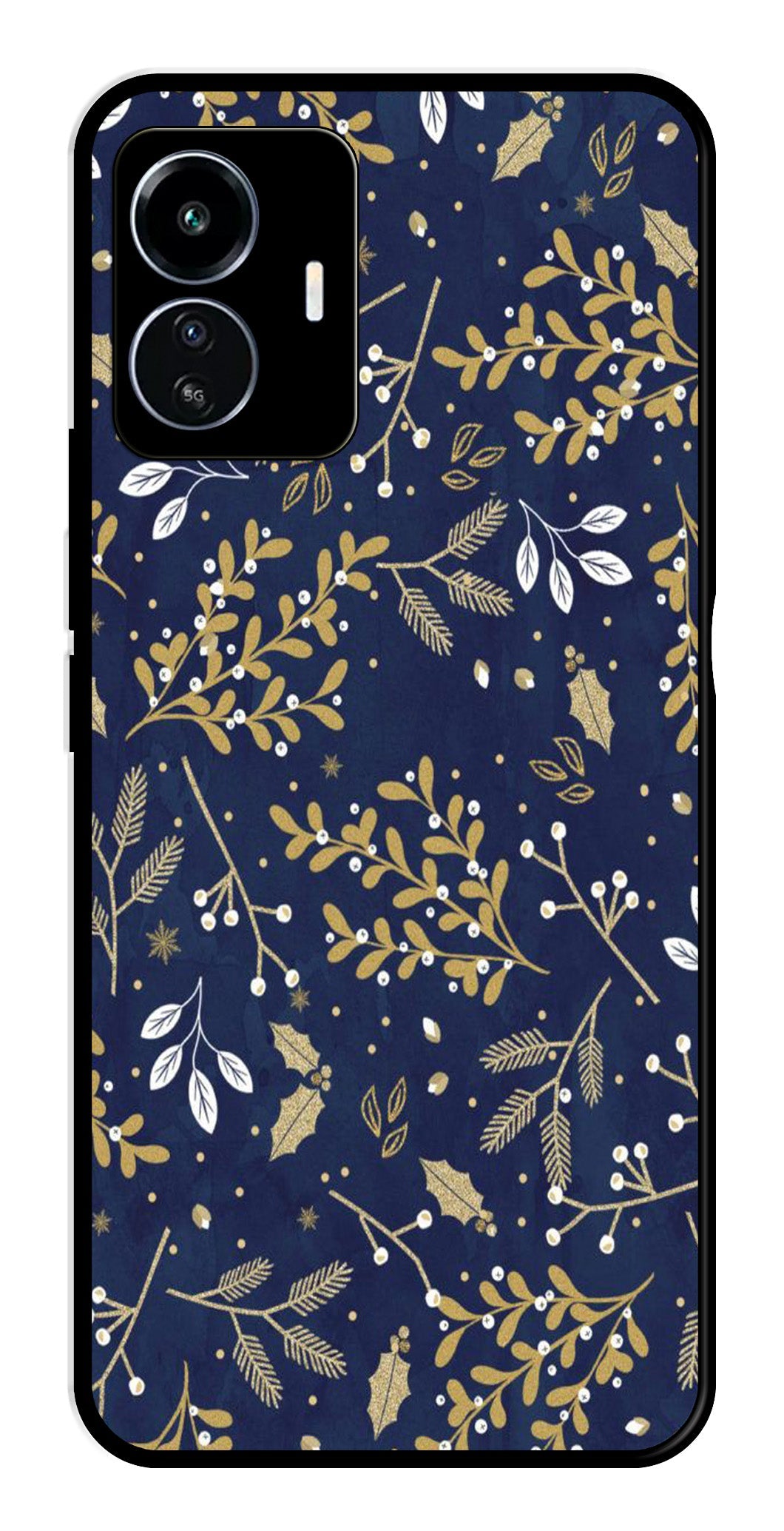 Floral Pattern  Metal Mobile Case for iQOO Z6 Lite   (Design No -52)