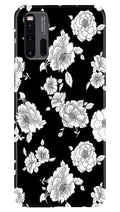 White flowers Black Background Case for Vivo iQ00 3