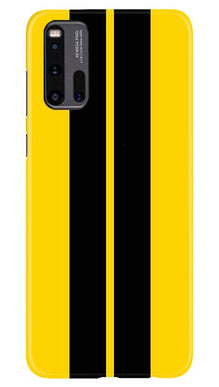 Black Yellow Pattern Mobile Back Case for Vivo iQ00 3 (Design - 377)