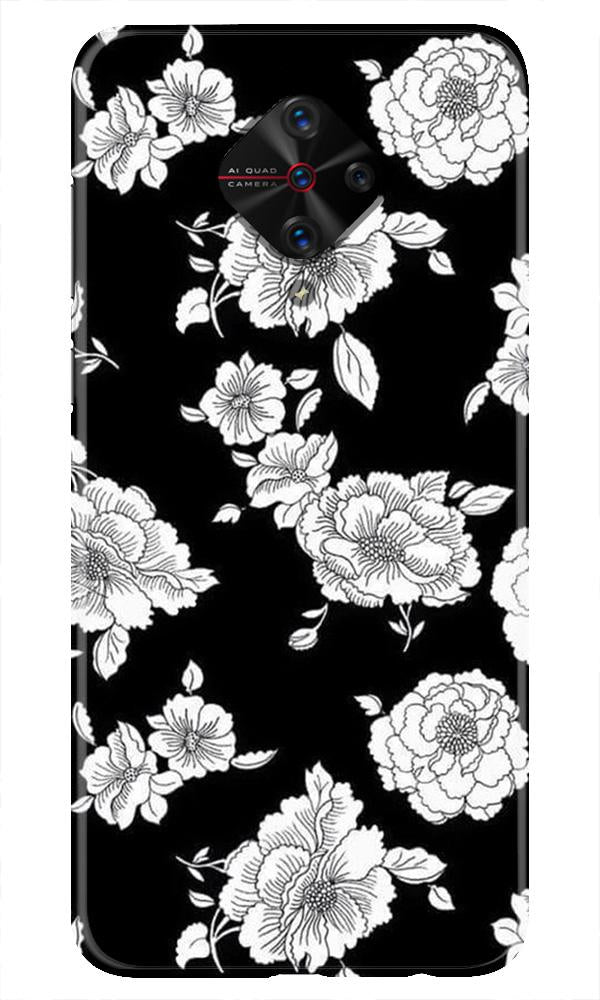 White flowers Black Background Case for Vivo S1 Pro