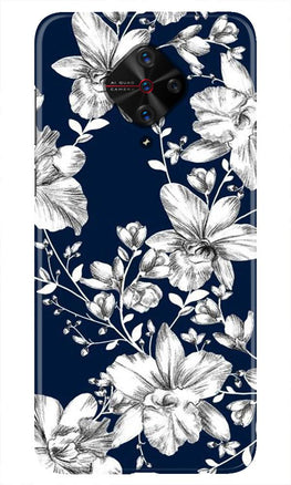 White flowers Blue Background Case for Vivo S1 Pro
