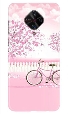 Pink Flowers Cycle Mobile Back Case for Vivo S1 Pro  (Design - 102)