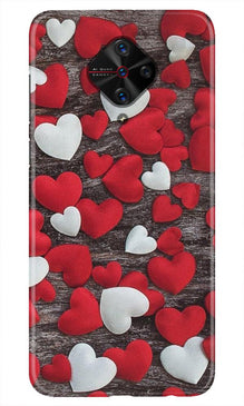 Red White Hearts Mobile Back Case for Vivo S1 Pro  (Design - 105)