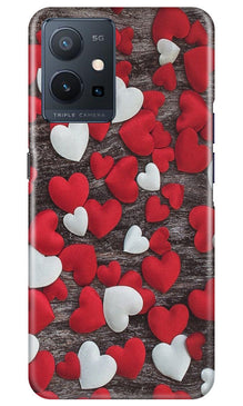 Red White Hearts Mobile Back Case for Vivo Y75 5G / Vivo T1 5G  (Design - 105)