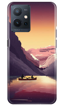 Mountains Boat Mobile Back Case for Vivo Y75 5G / Vivo T1 5G (Design - 150)